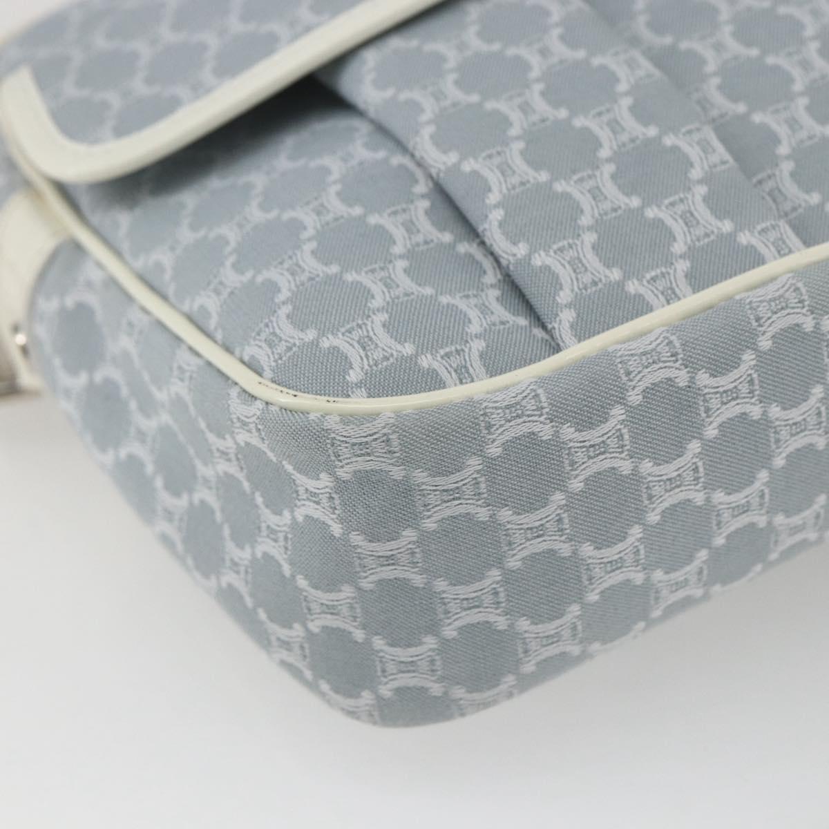 CELINE Macadam Canvas Shoulder Bag Blue Silver Auth SW1885V