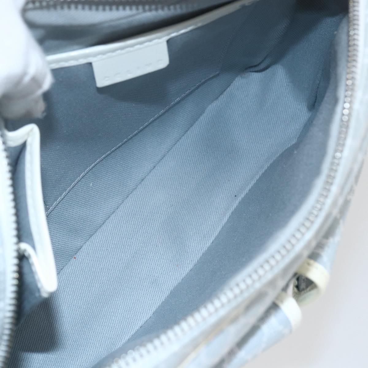 CELINE Macadam Canvas Shoulder Bag Blue Silver Auth SW1885V
