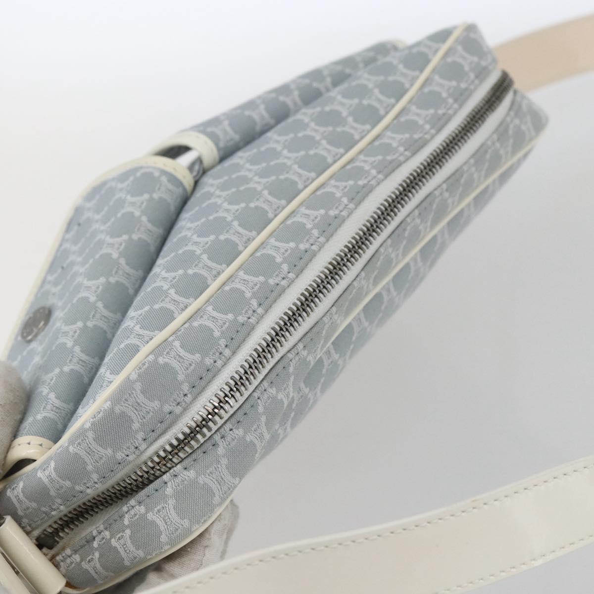 CELINE Macadam Canvas Shoulder Bag Blue Silver Auth SW1885V