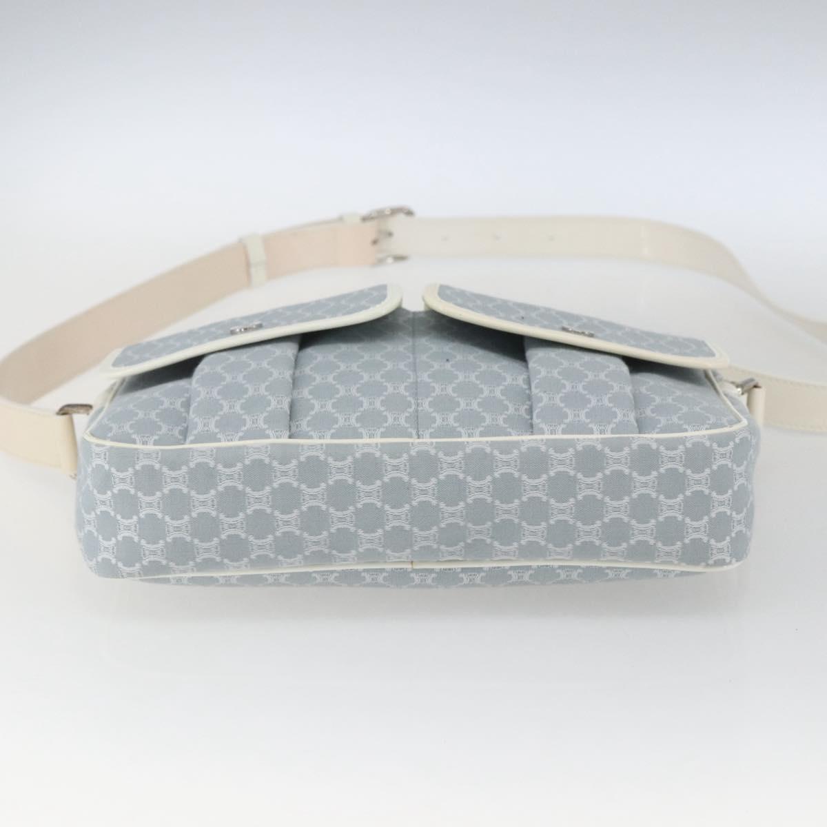 CELINE Macadam Canvas Shoulder Bag Blue Silver Auth SW1885V