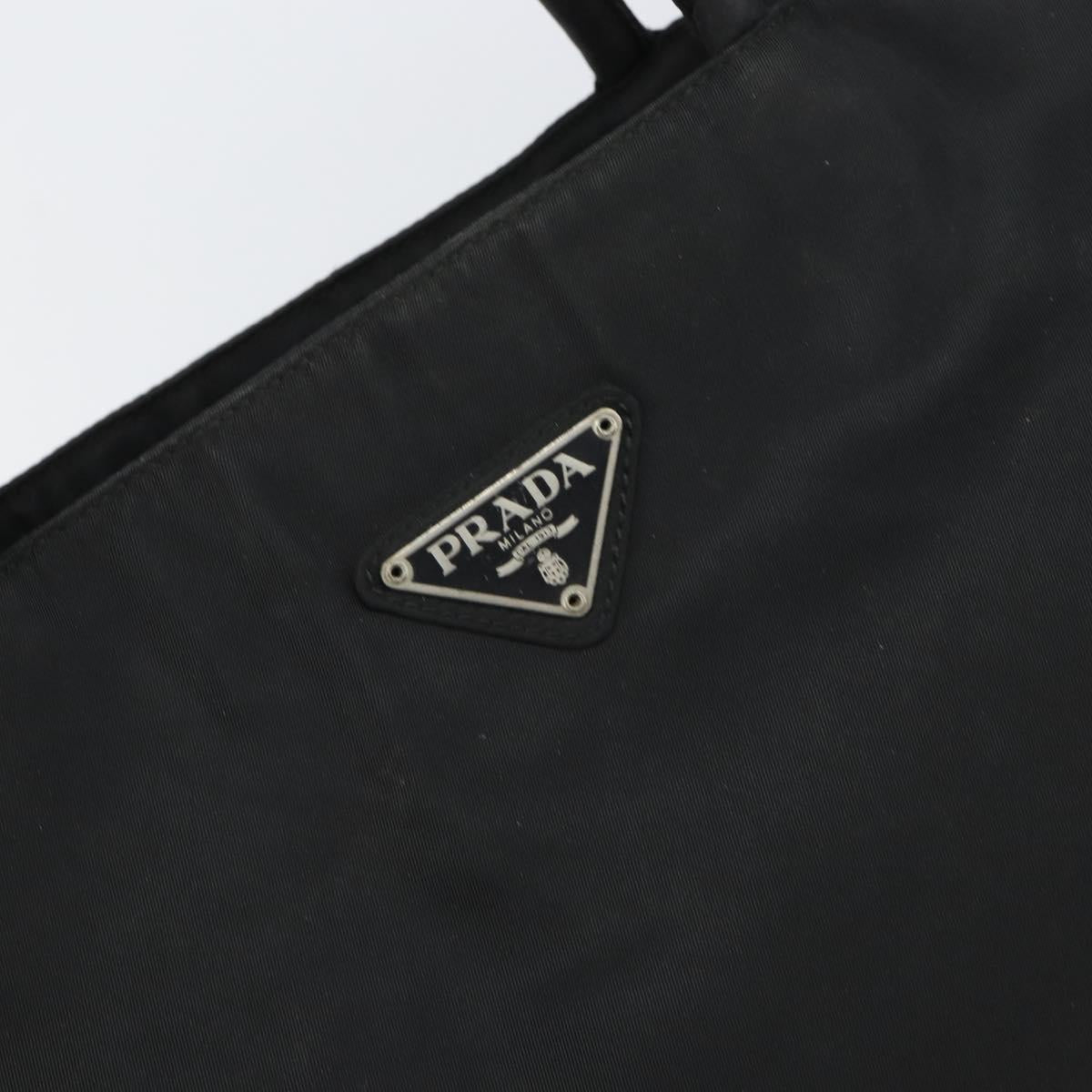 PRADA Hand Bag Nylon Black Silver Auth SW1888