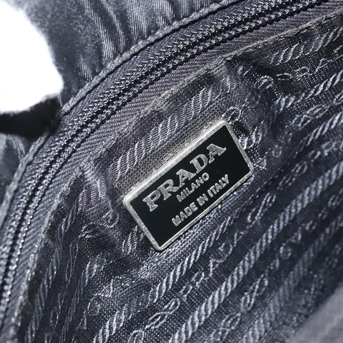 PRADA Hand Bag Nylon Black Silver Auth SW1888