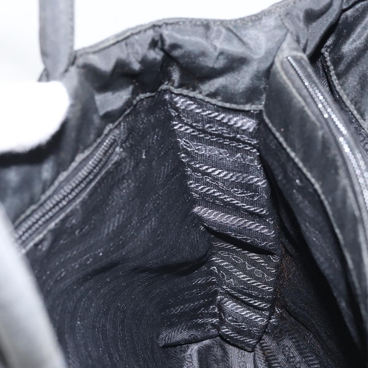 PRADA Hand Bag Nylon Black Silver Auth SW1888