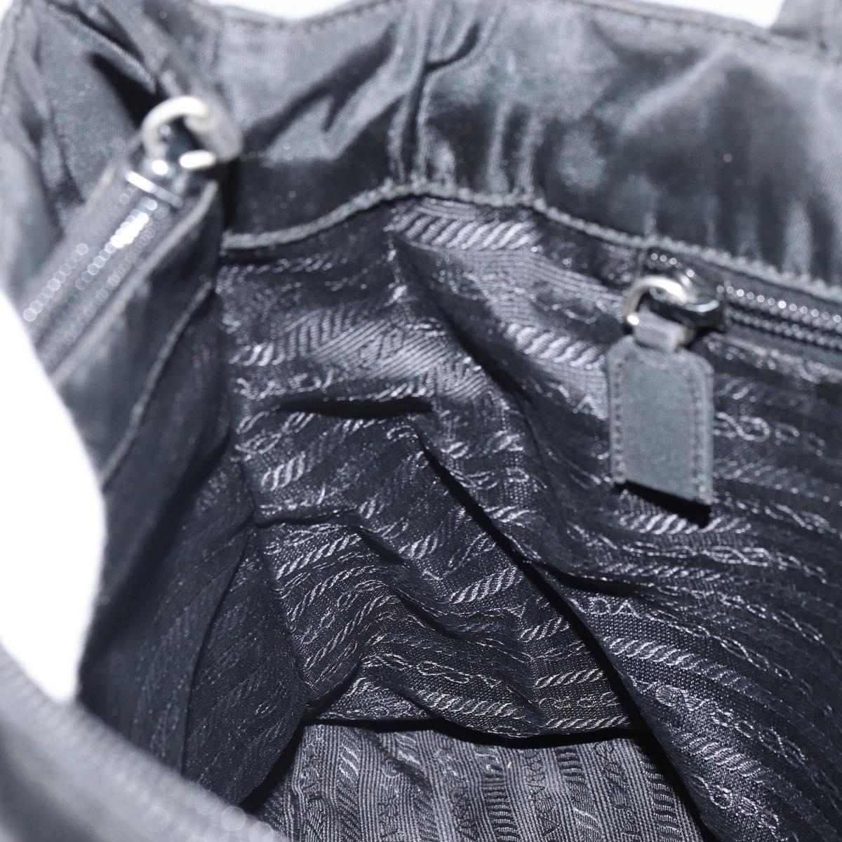 PRADA Hand Bag Nylon Black Silver Auth SW1888