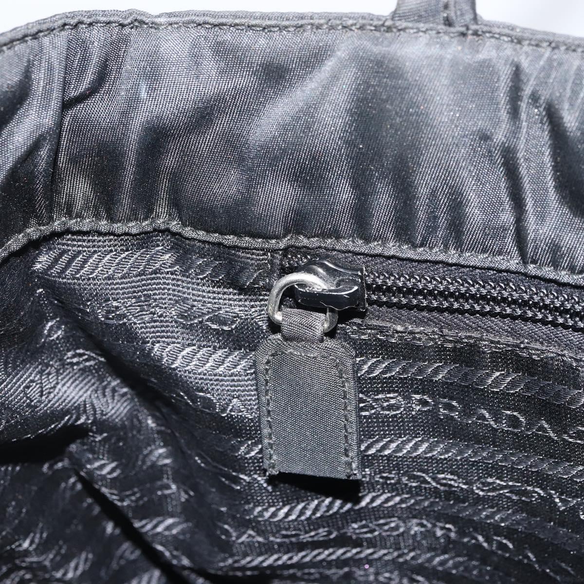 PRADA Hand Bag Nylon Black Silver Auth SW1888