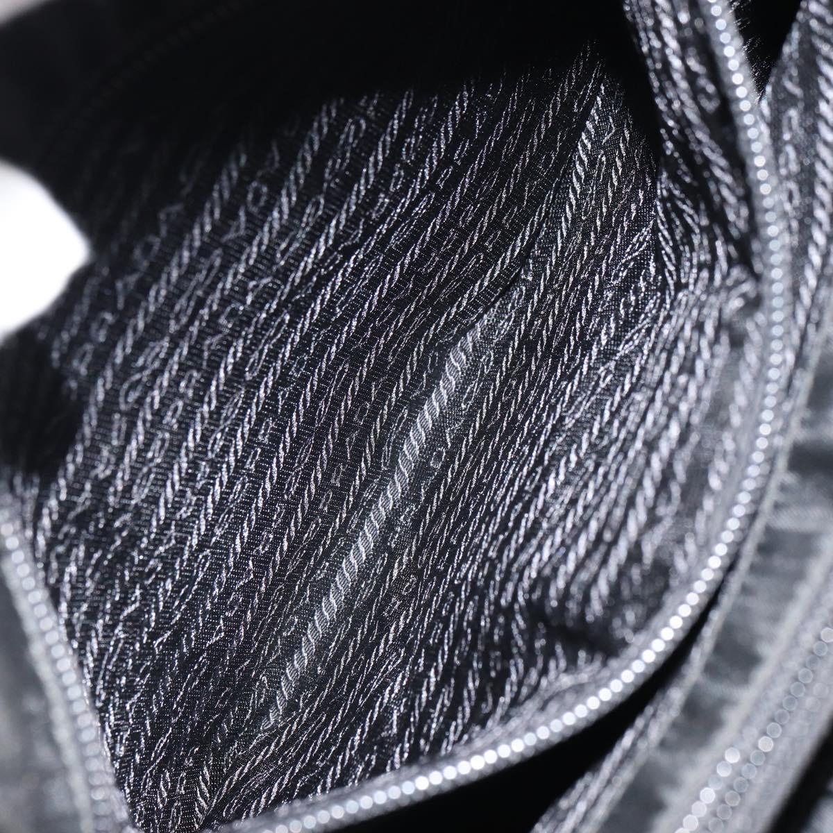 PRADA Hand Bag Nylon Black Silver Auth SW1888