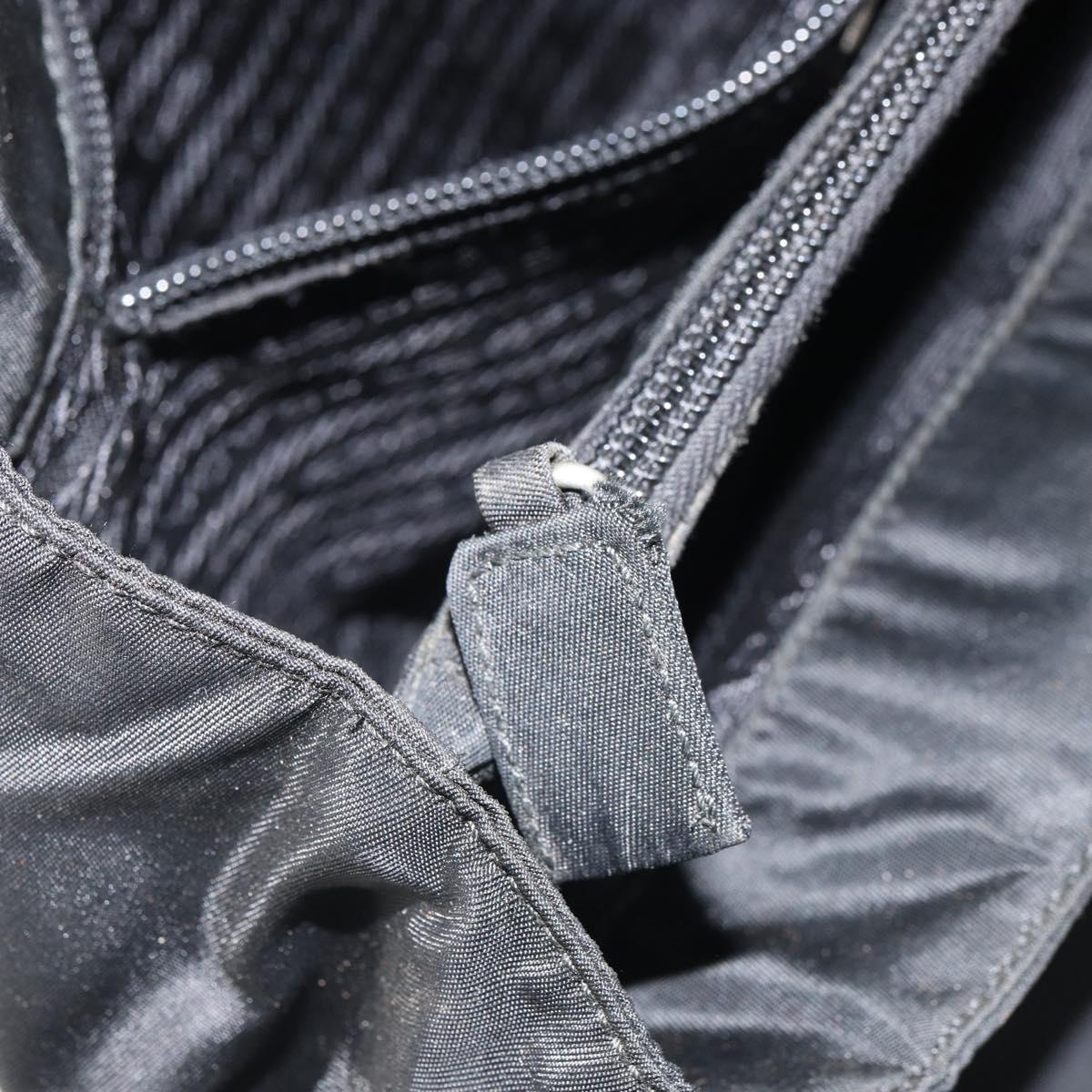 PRADA Hand Bag Nylon Black Silver Auth SW1888