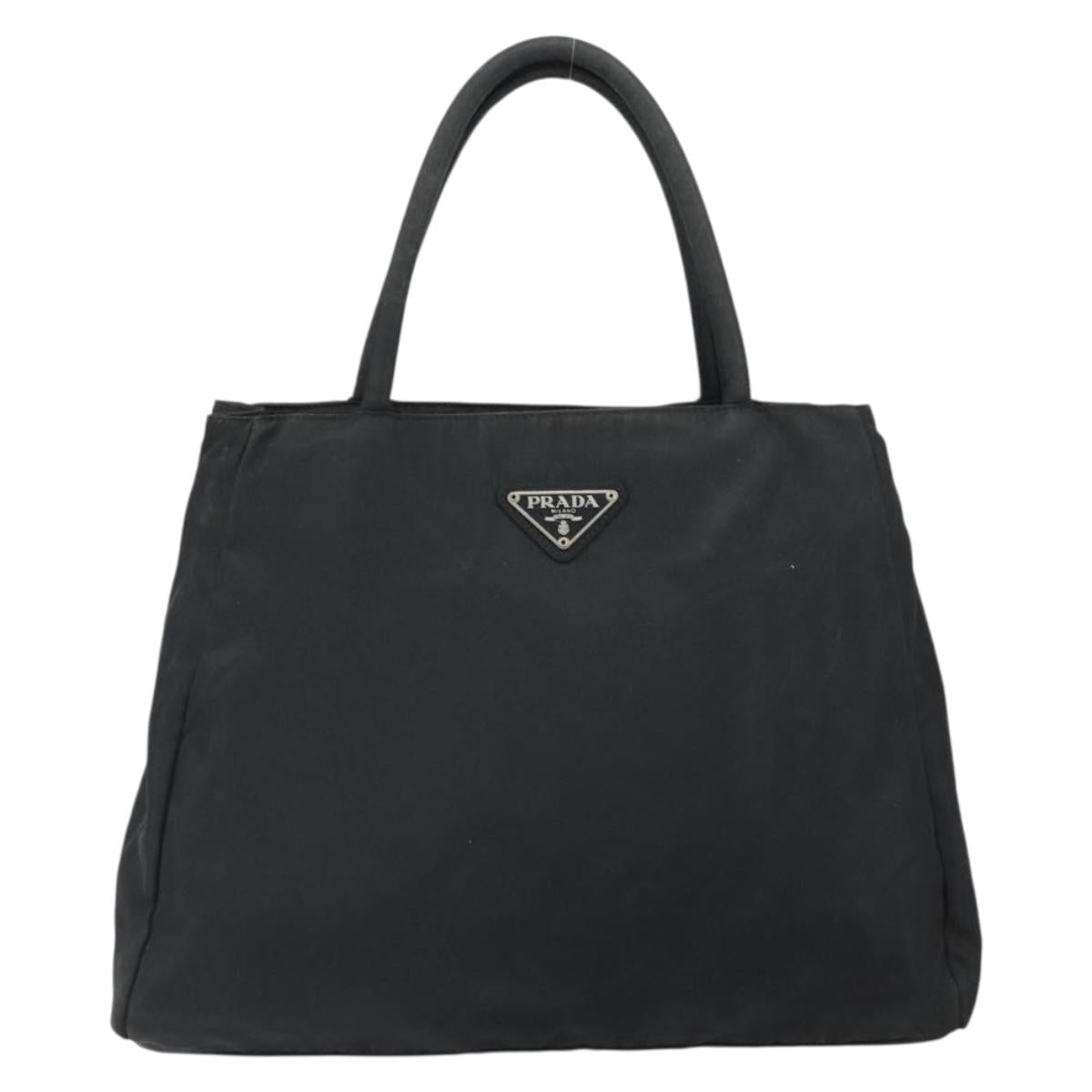PRADA Hand Bag Nylon Black Silver Auth SW1888