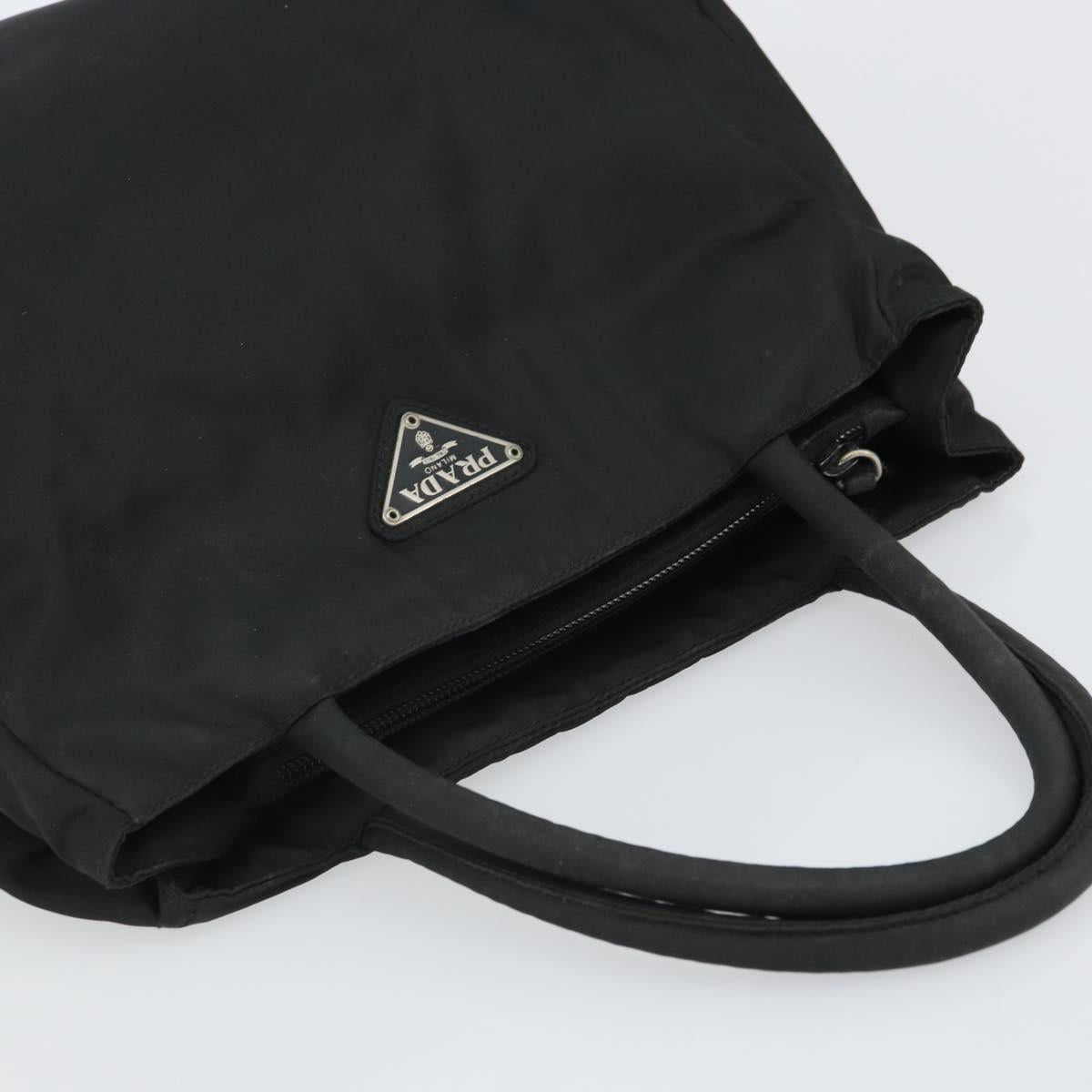 PRADA Hand Bag Nylon Black Silver Auth SW1888