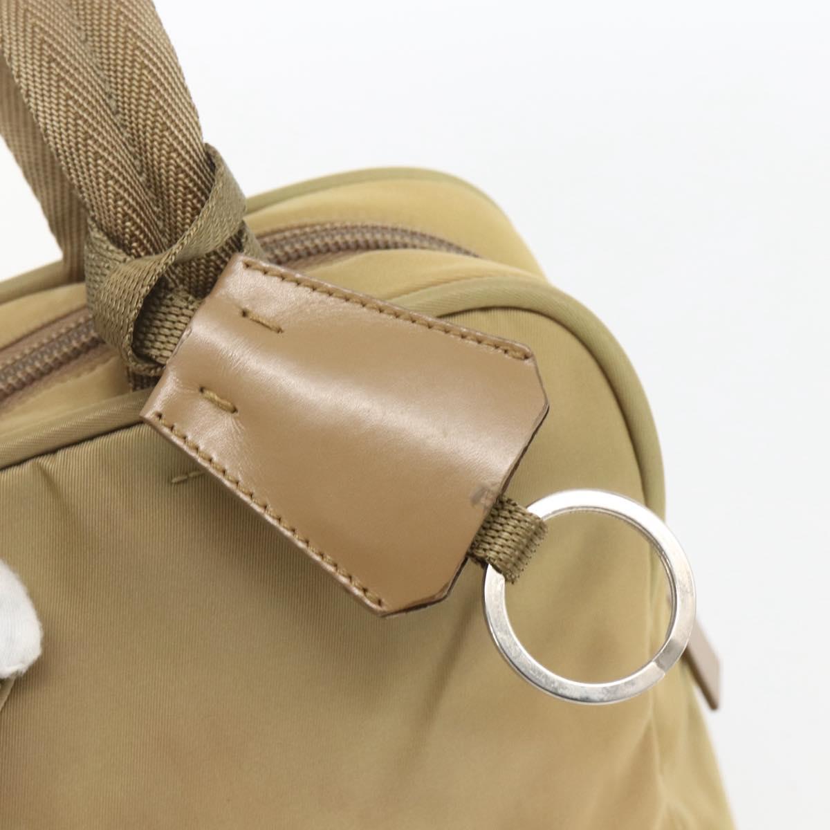 PRADA Hand Bag Nylon Beige Silver Auth SW1890