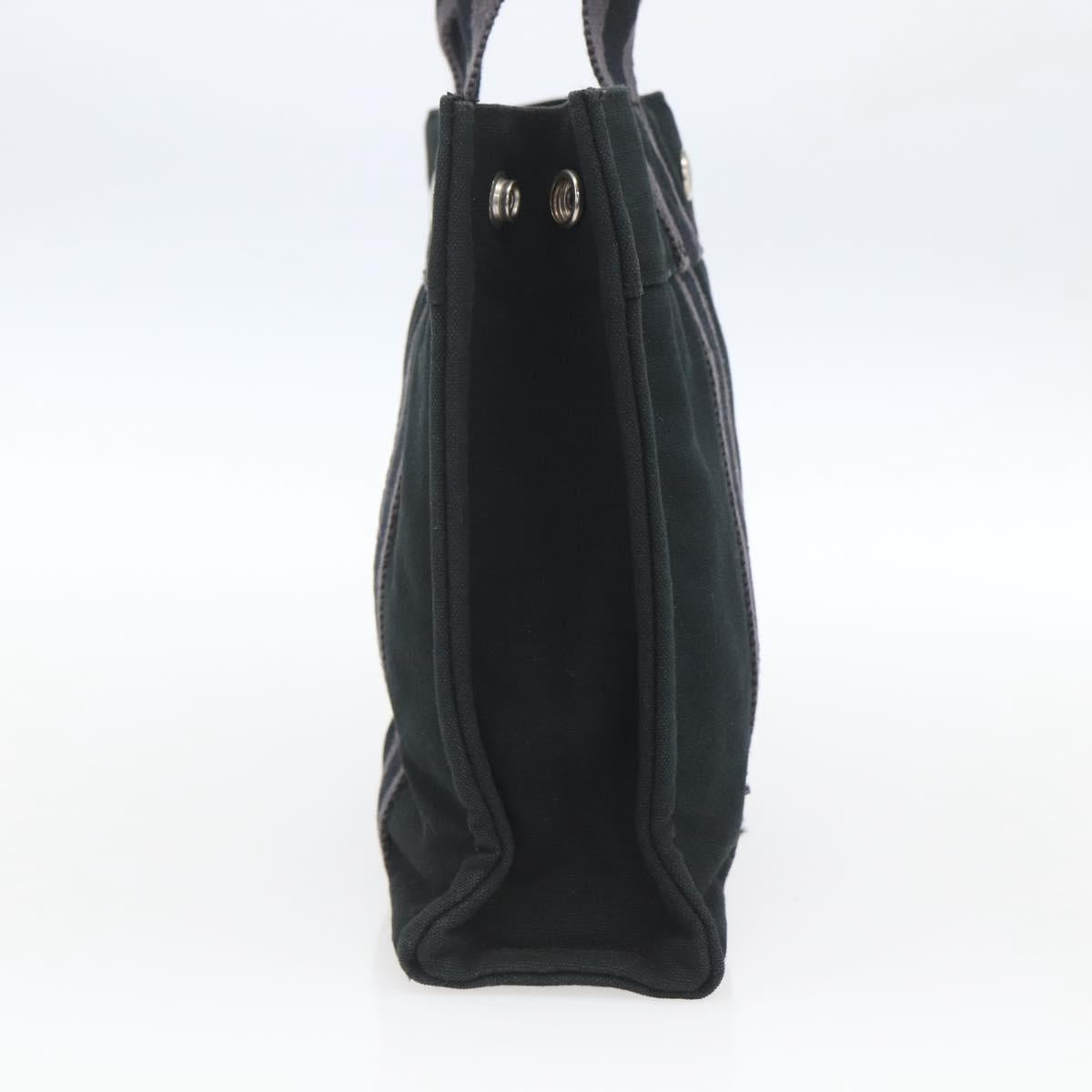 HERMES Fourre Tout PM Hand Bag Cotton Black Silver Auth SW1891