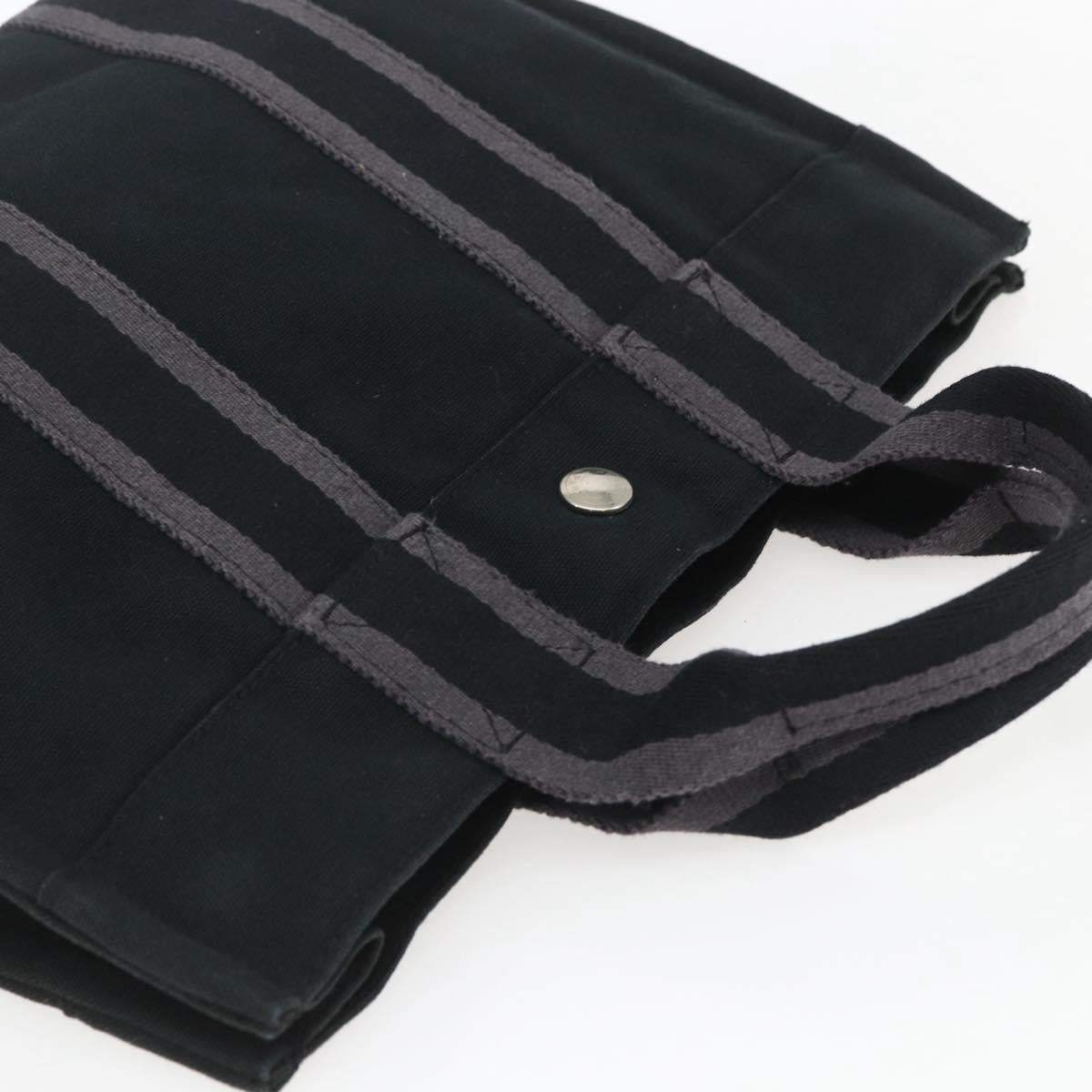 HERMES Fourre Tout PM Hand Bag Cotton Black Silver Auth SW1891