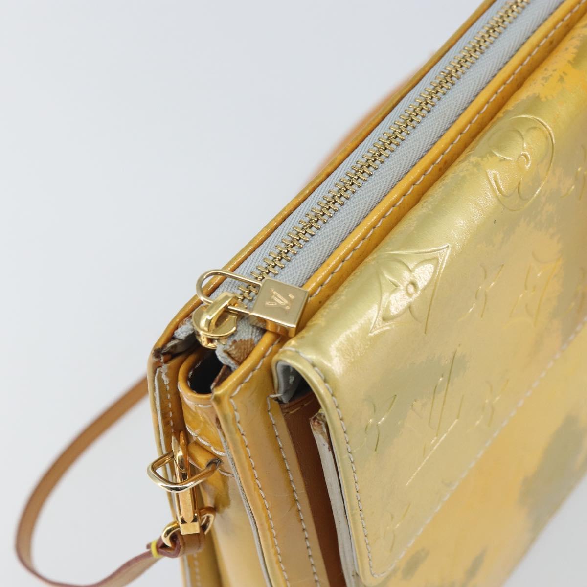 LOUIS VUITTON Monogram Vernis Motto Accessory Pouch Gris M91030 LV Auth SW1898