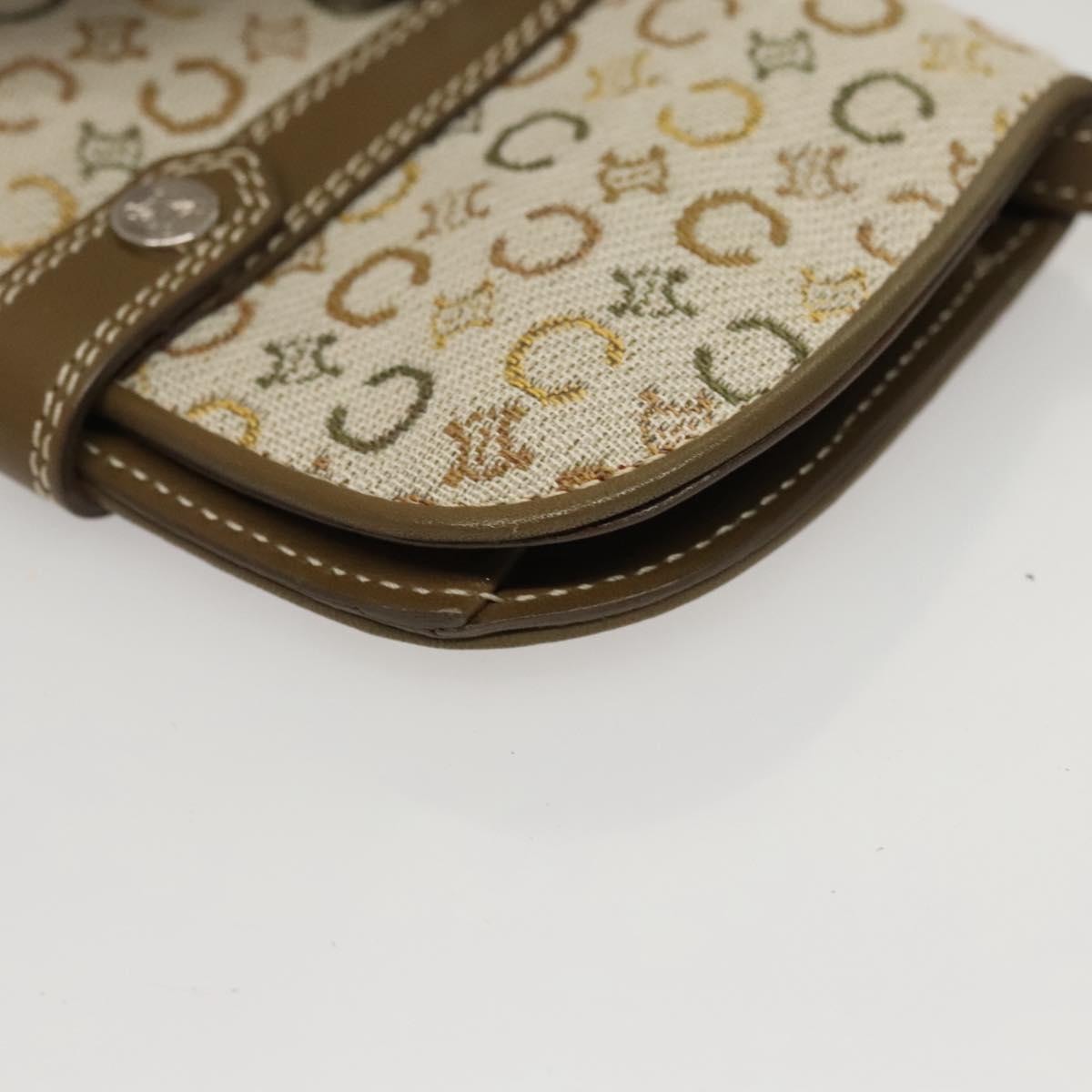 CELINE C Macadam Canvas Shoulder Wallet Khaki Auth sw190V