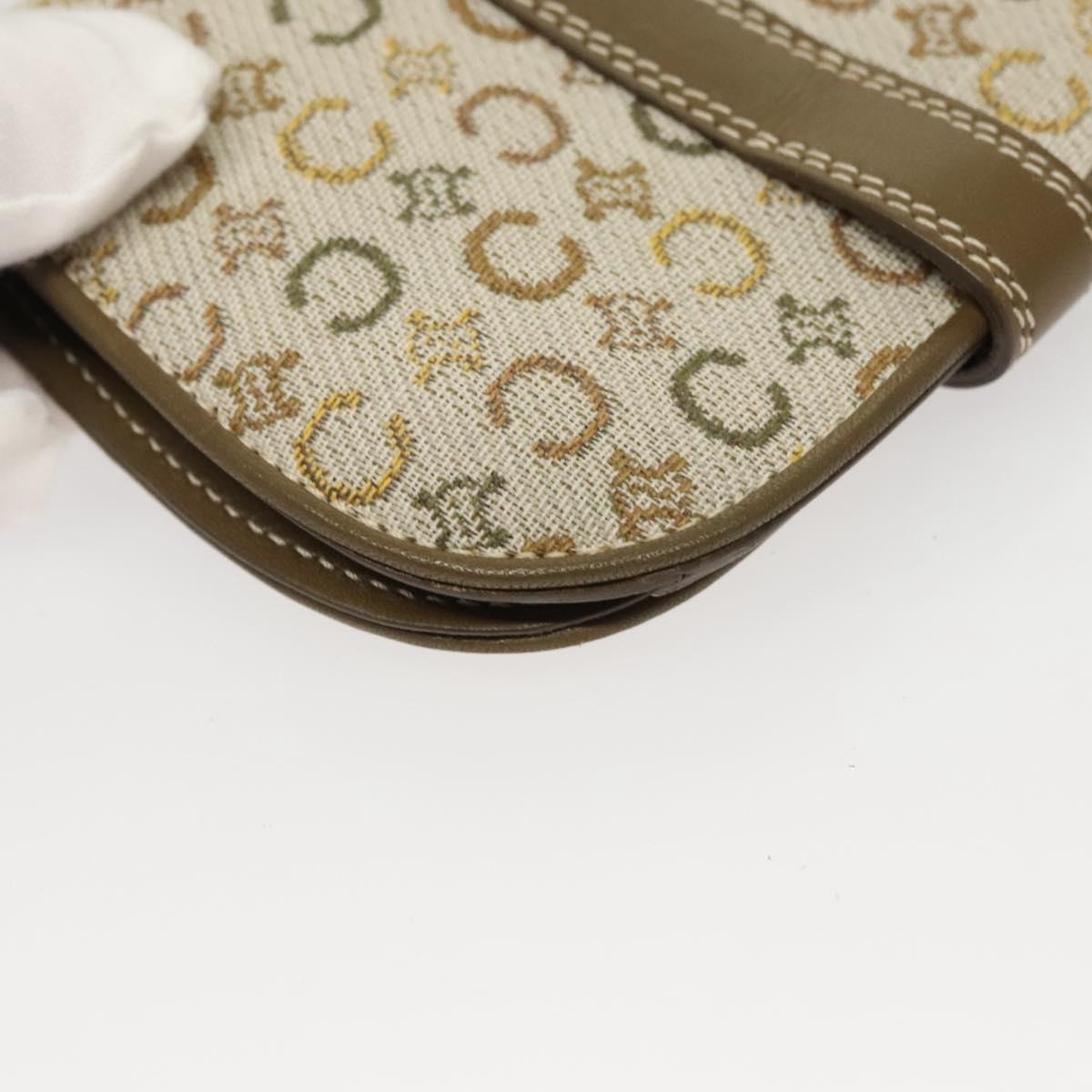CELINE C Macadam Canvas Shoulder Wallet Khaki Auth sw190V