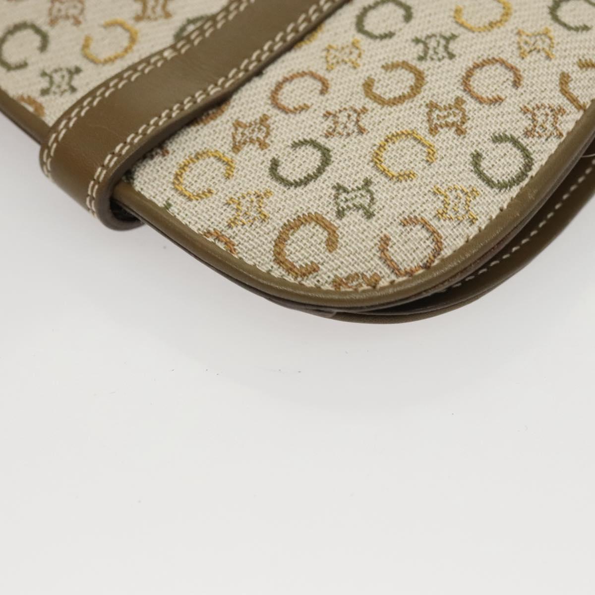 CELINE C Macadam Canvas Shoulder Wallet Khaki Auth sw190