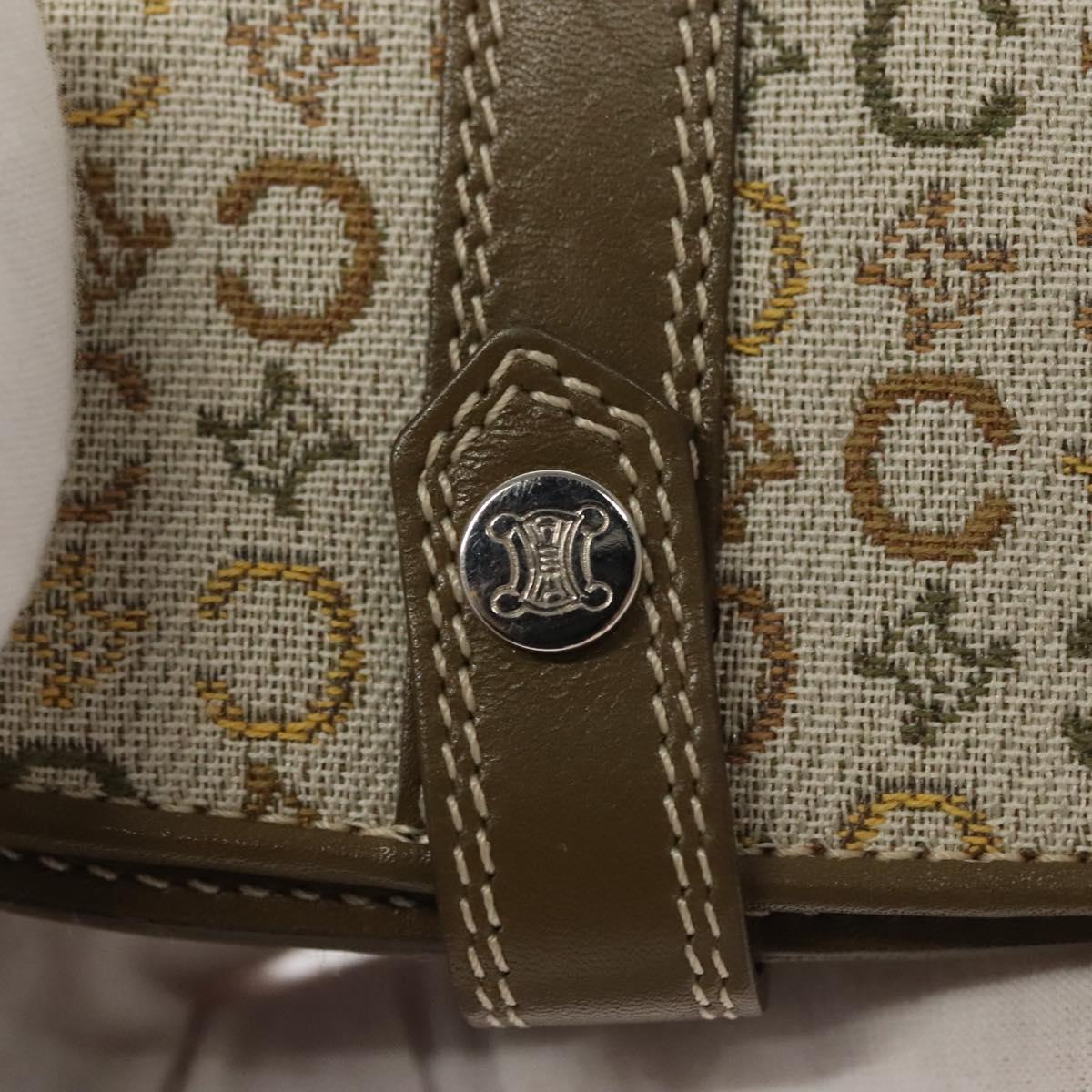 CELINE C Macadam Canvas Shoulder Wallet Khaki Auth sw190V