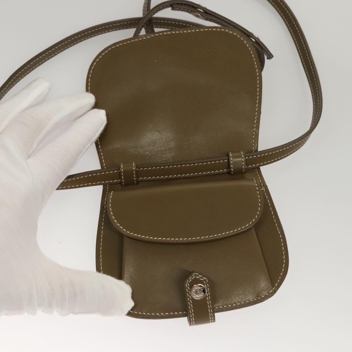 CELINE C Macadam Canvas Shoulder Wallet Khaki Auth sw190