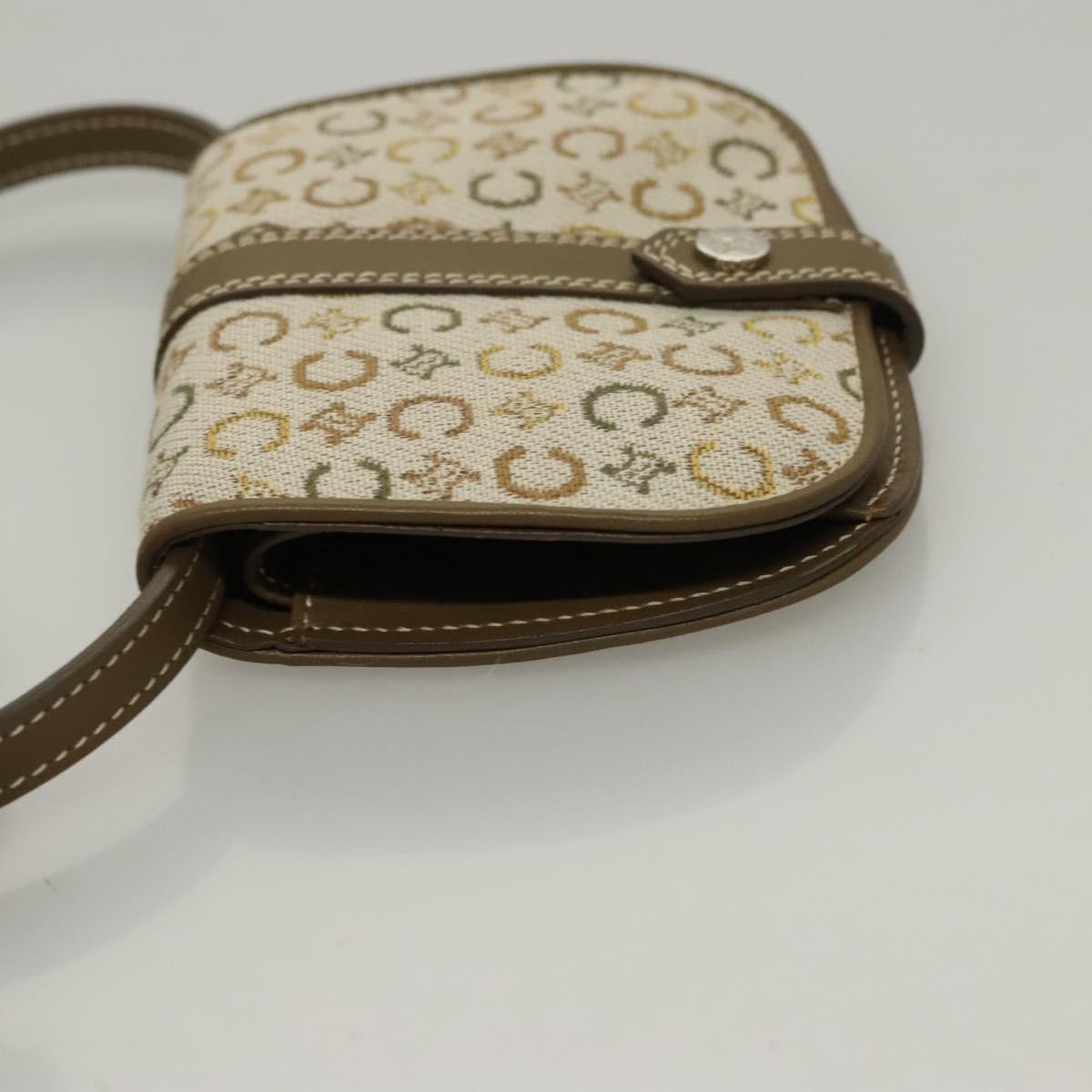 CELINE C Macadam Canvas Shoulder Wallet Khaki Auth sw190V