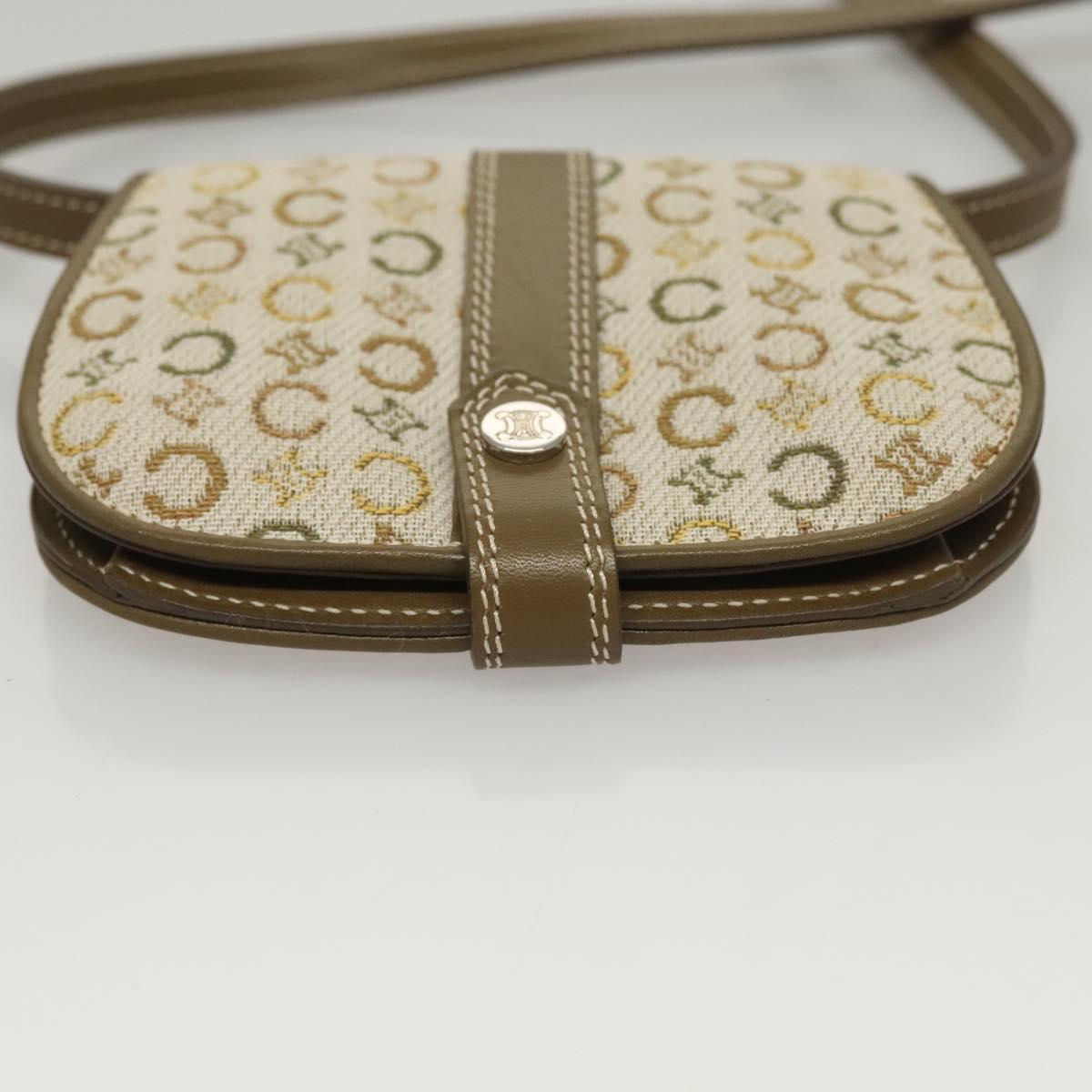 CELINE C Macadam Canvas Shoulder Wallet Khaki Auth sw190