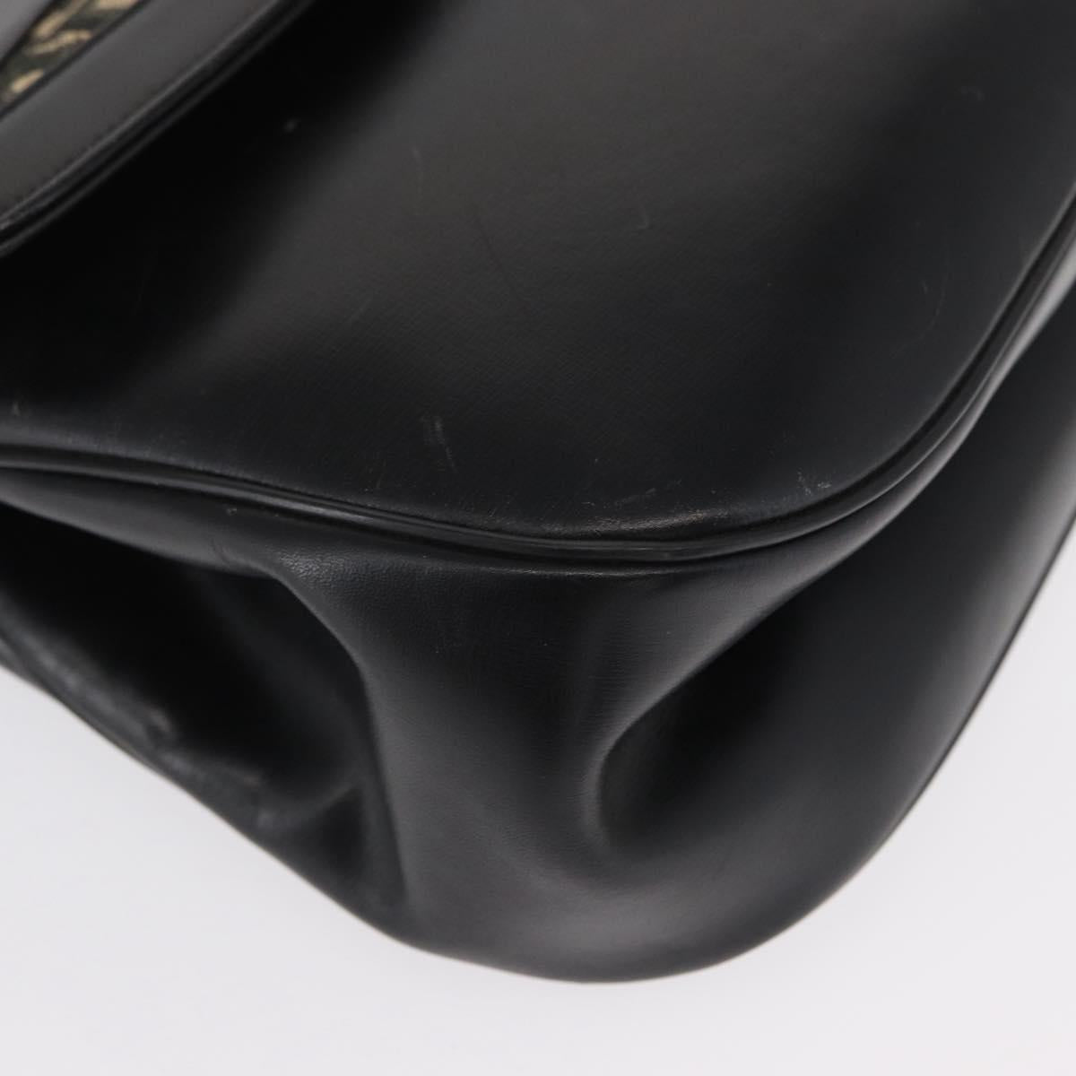Christian Dior Trotter Canvas Shoulder Bag 2way Black Gold Auth SW1902