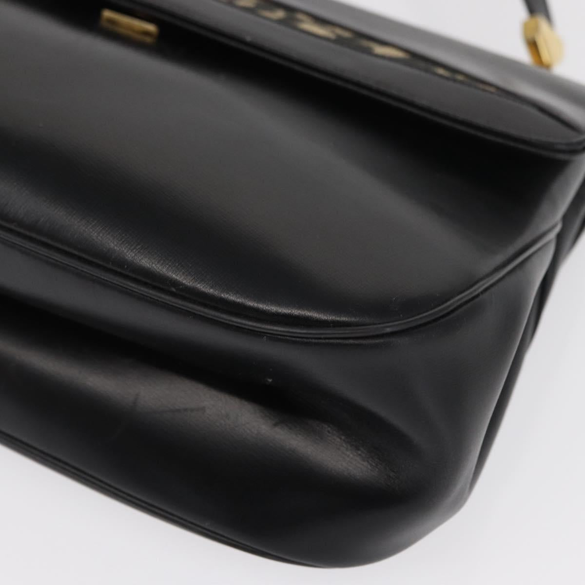Christian Dior Trotter Canvas Shoulder Bag 2way Black Gold Auth SW1902