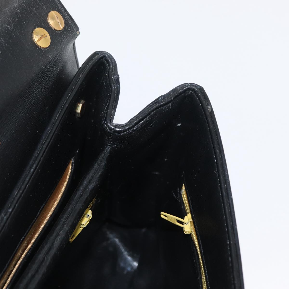 Christian Dior Trotter Canvas Shoulder Bag 2way Black Gold Auth SW1902