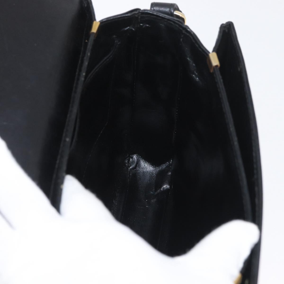 CELINE Horse Carriage Shoulder Bag Leather Black Gold Auth SW1908