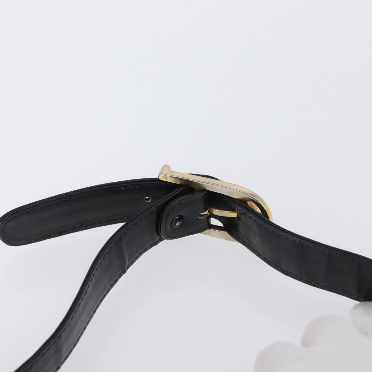 CELINE Horse Carriage Shoulder Bag Leather Black Gold Auth SW1908