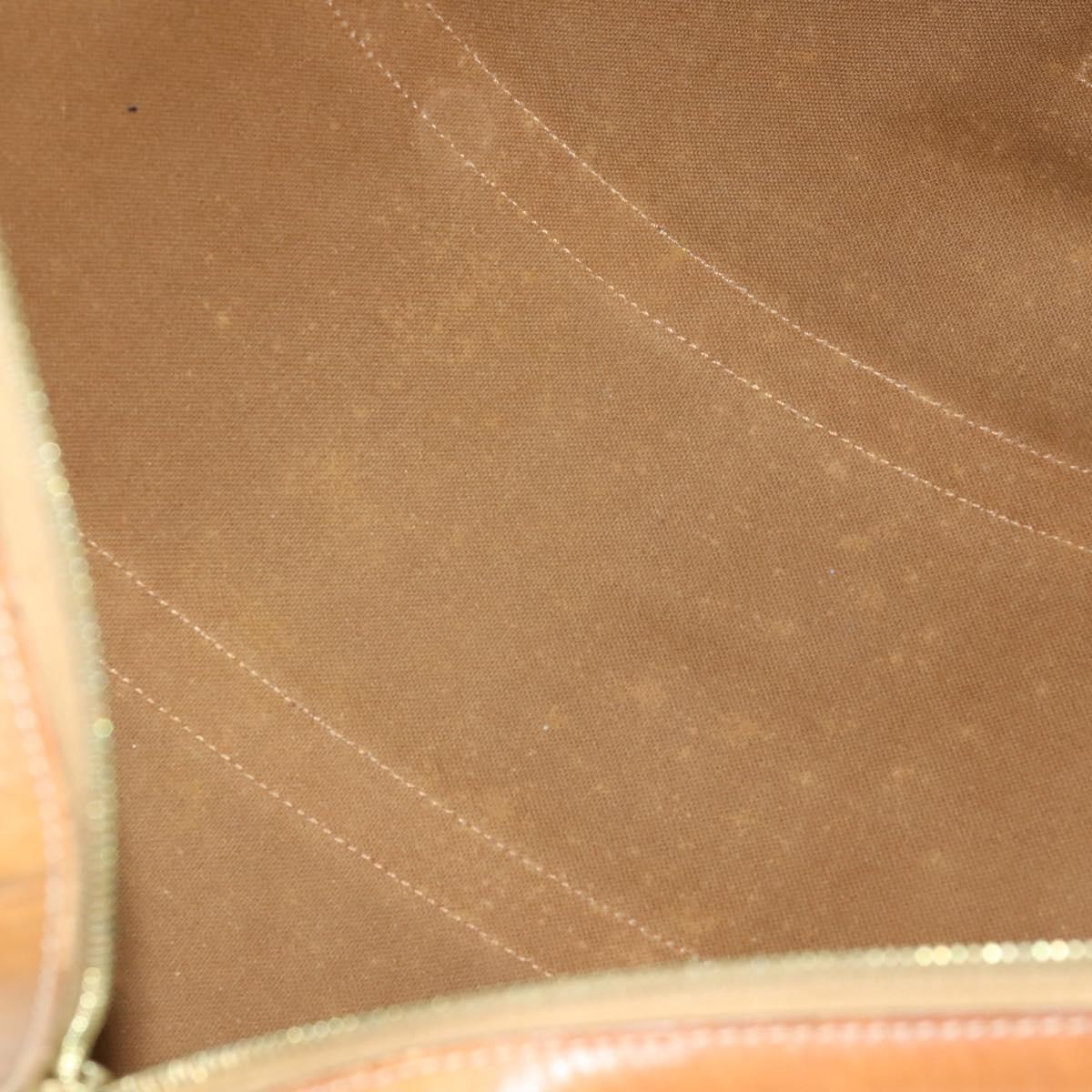 CELINE Macadam Canvas Boston Bag PVC Leather Brown Gold Auth SW1909