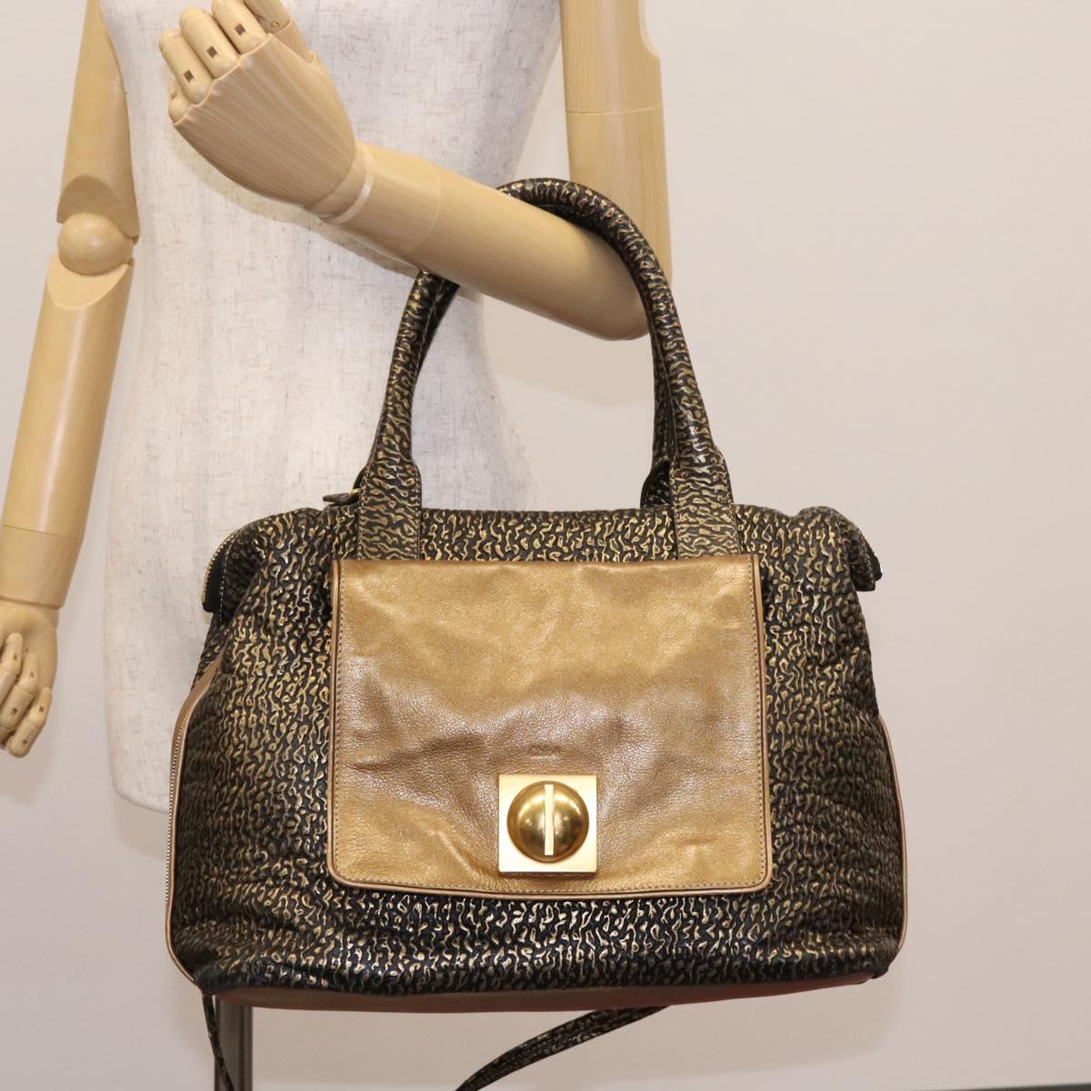 Chloe Hand Bag Leather 2way Gold Auth sw191