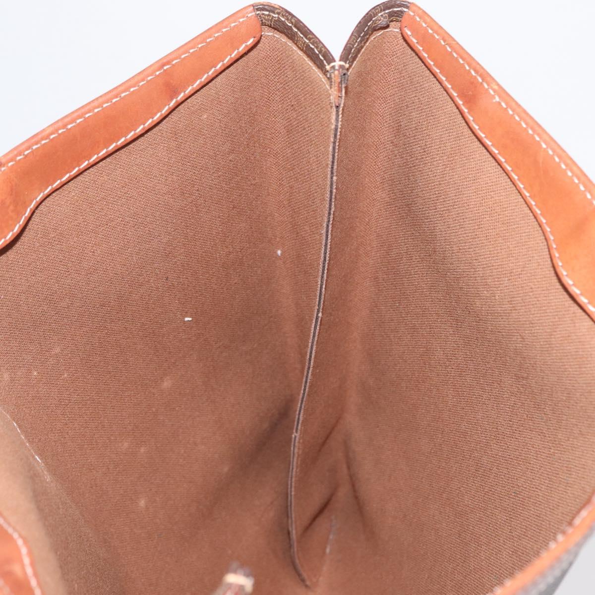 CELINE Macadam Canvas Tote Bag PVC Leather Brown Gold Auth SW1910