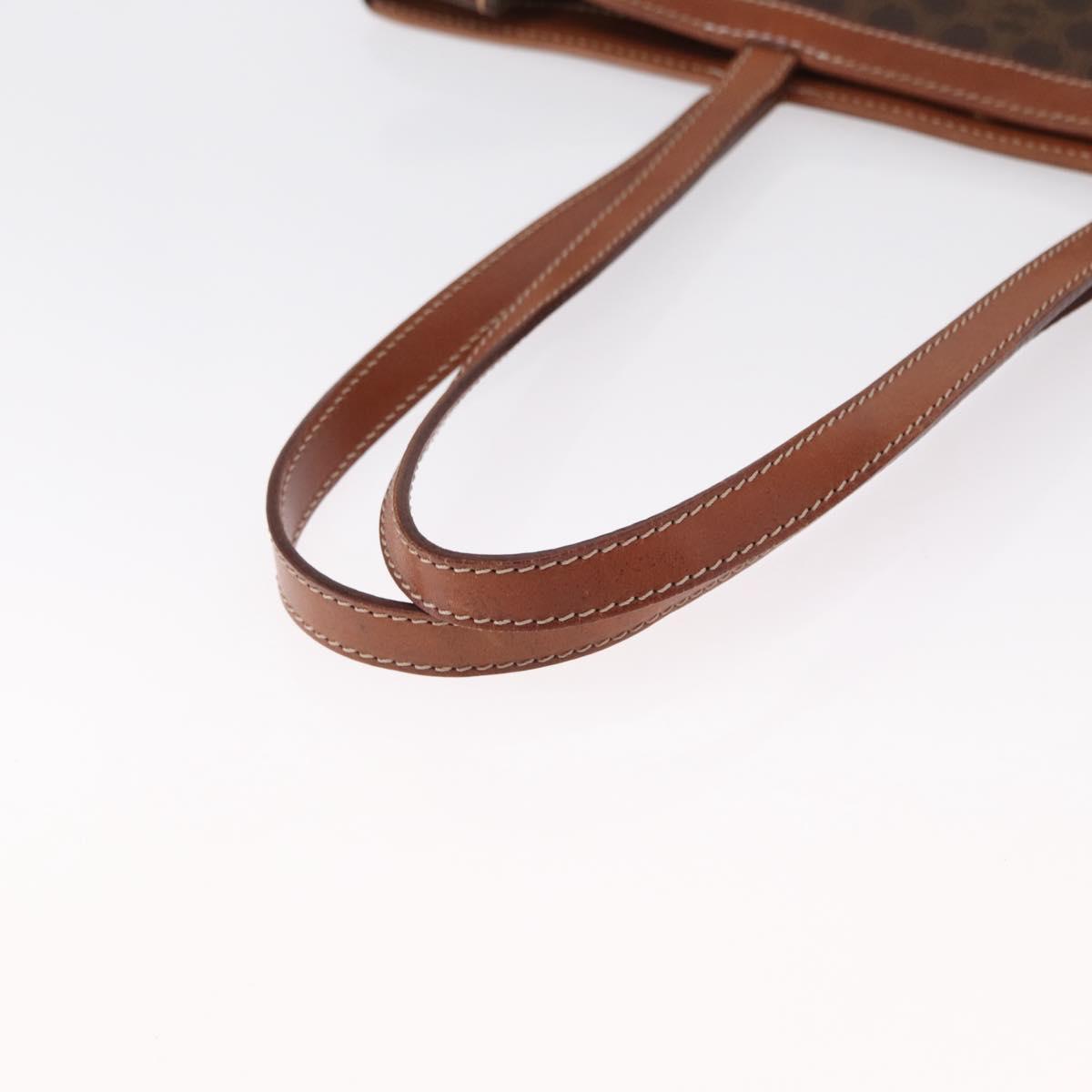 CELINE Macadam Canvas Tote Bag PVC Leather Brown Gold Auth SW1910