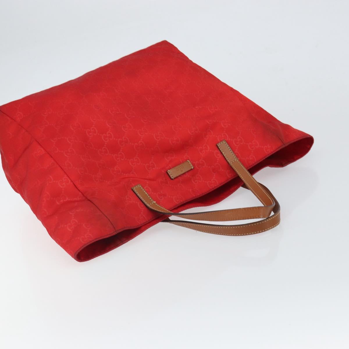 GUCCI GG Nylon Tote Bag Red 282439 Auth SW1916