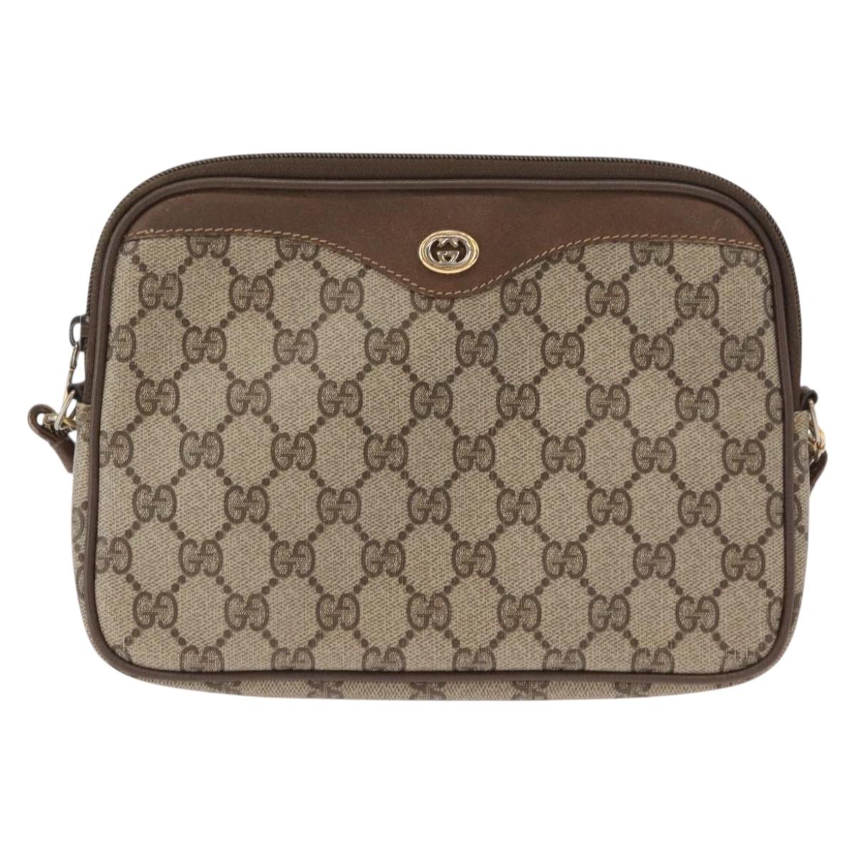 GUCCI GG Supreme Shoulder Bag PVC Beige Gold 56 02 068 Auth SW1918