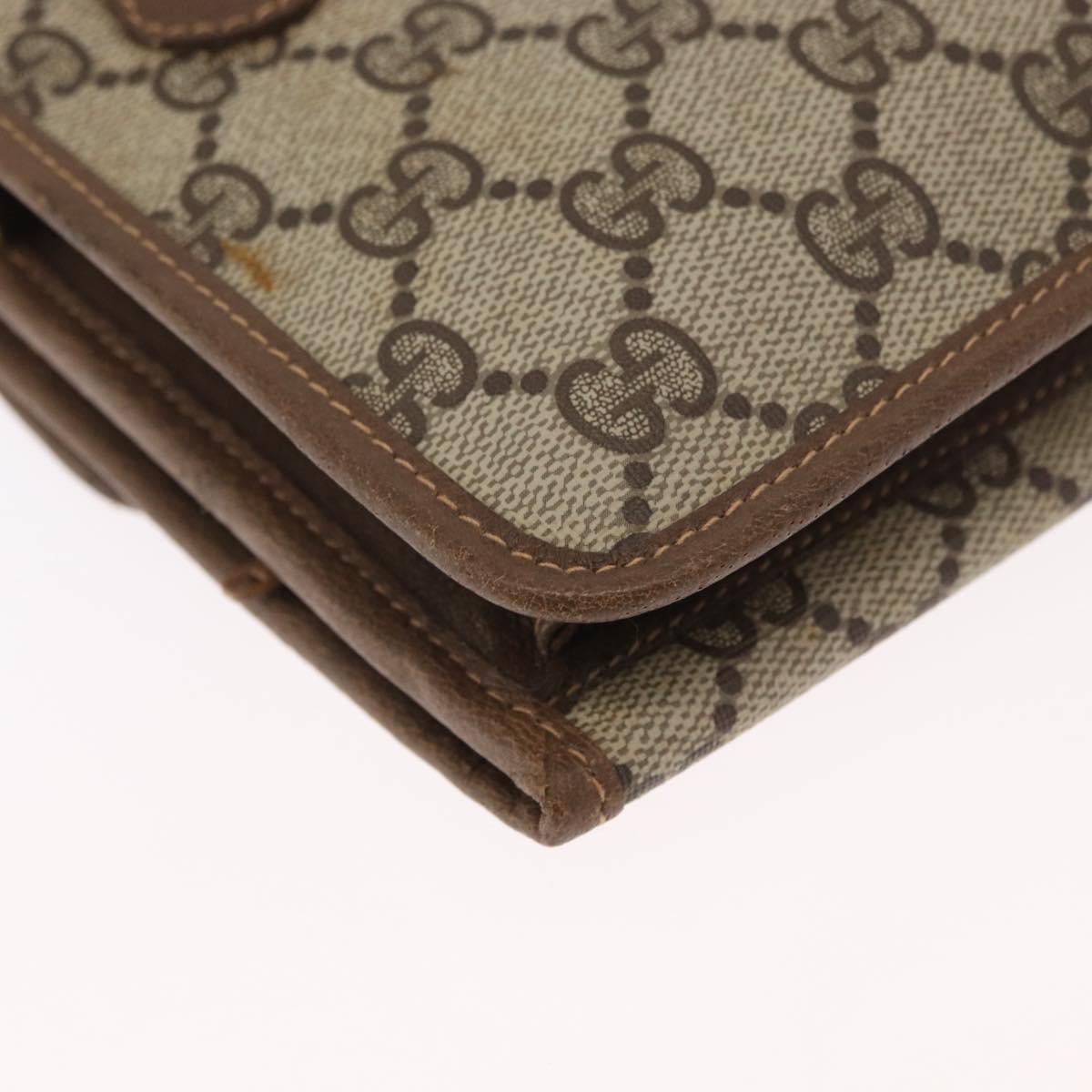 GUCCI GG Supreme Shoulder Bag PVC Beige Gold Auth SW1919