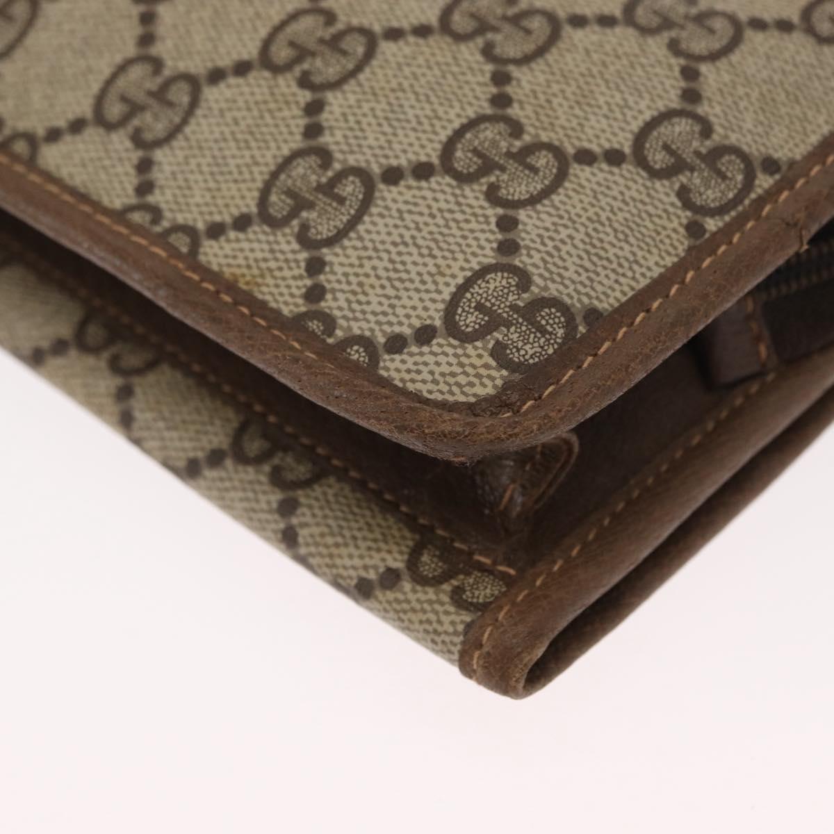 GUCCI GG Supreme Shoulder Bag PVC Beige Gold Auth SW1919