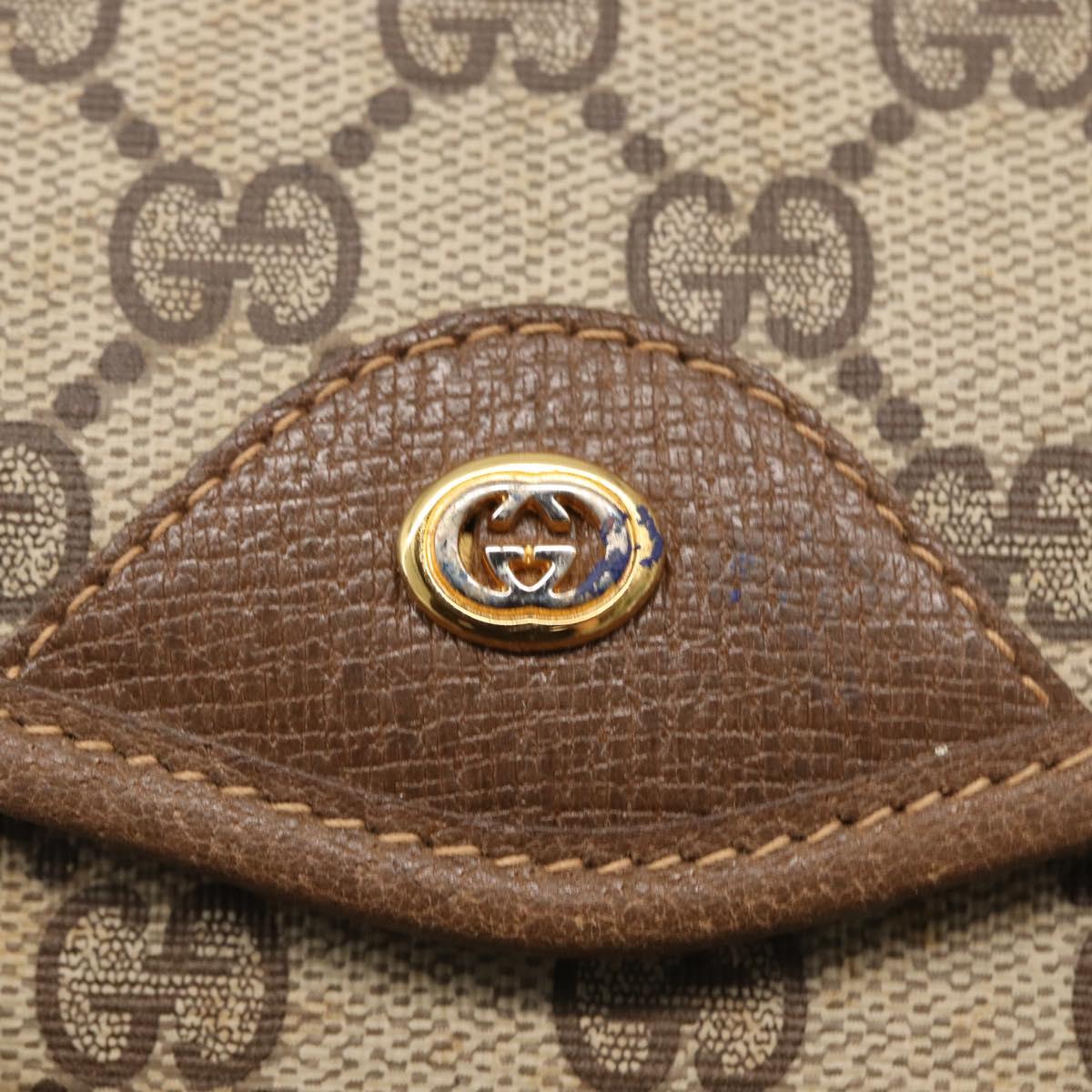 GUCCI GG Supreme Shoulder Bag PVC Beige Gold Auth SW1919