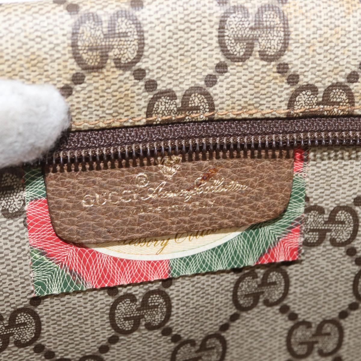 GUCCI GG Supreme Shoulder Bag PVC Beige Gold Auth SW1919
