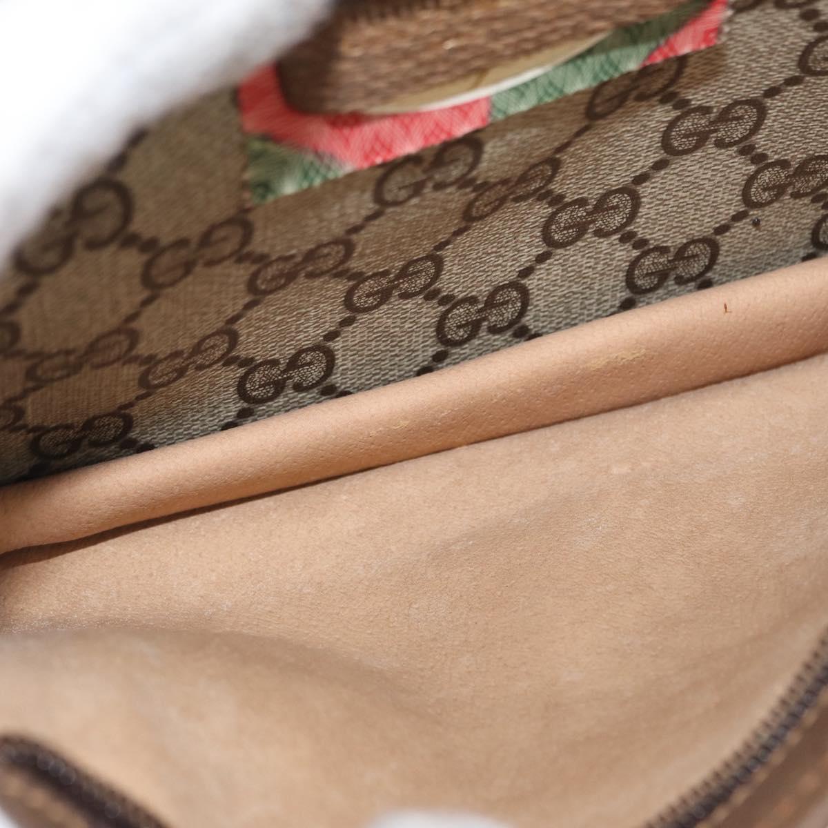 GUCCI GG Supreme Shoulder Bag PVC Beige Gold Auth SW1919
