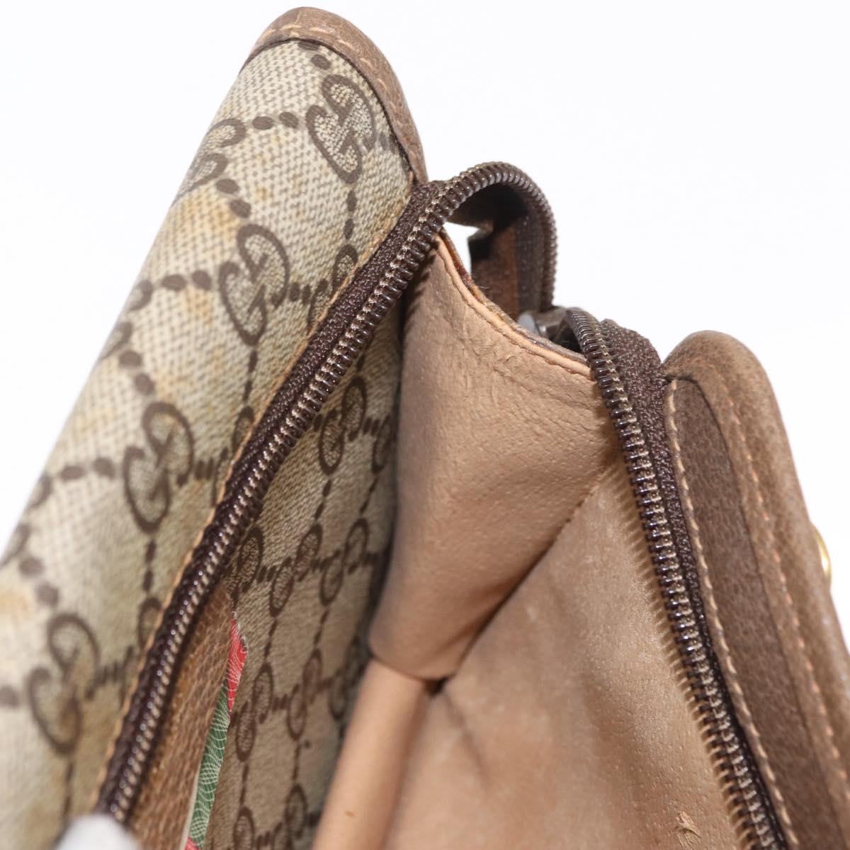 GUCCI GG Supreme Shoulder Bag PVC Beige Gold Auth SW1919