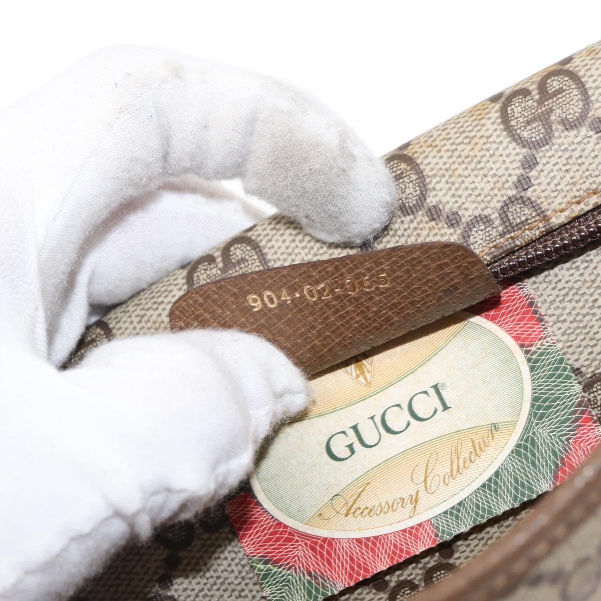 GUCCI GG Supreme Shoulder Bag PVC Beige Gold Auth SW1919