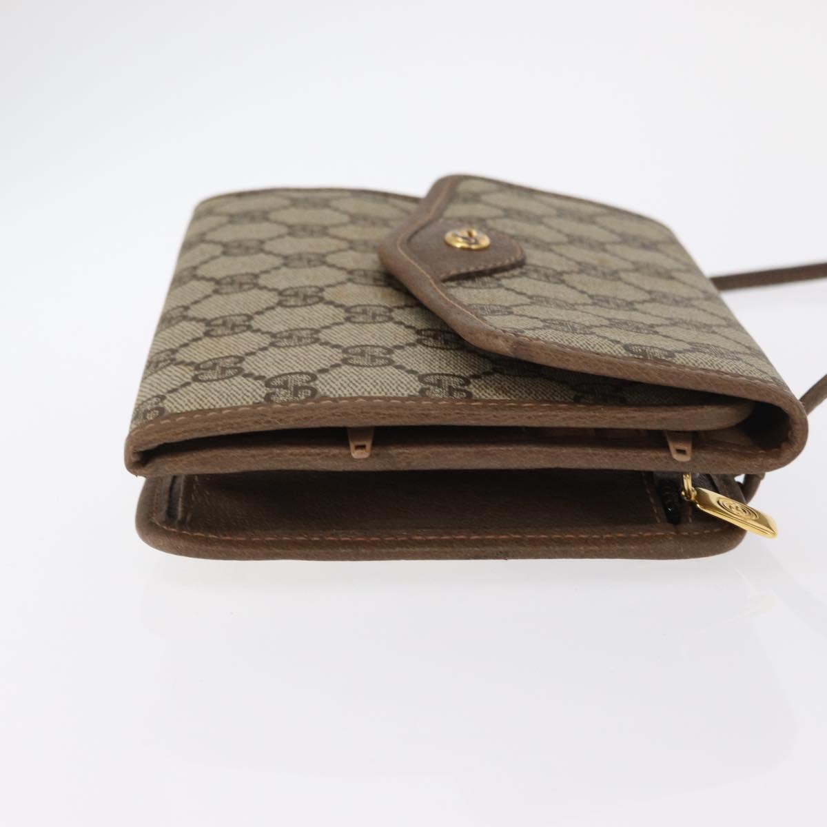 GUCCI GG Supreme Shoulder Bag PVC Beige Gold Auth SW1919