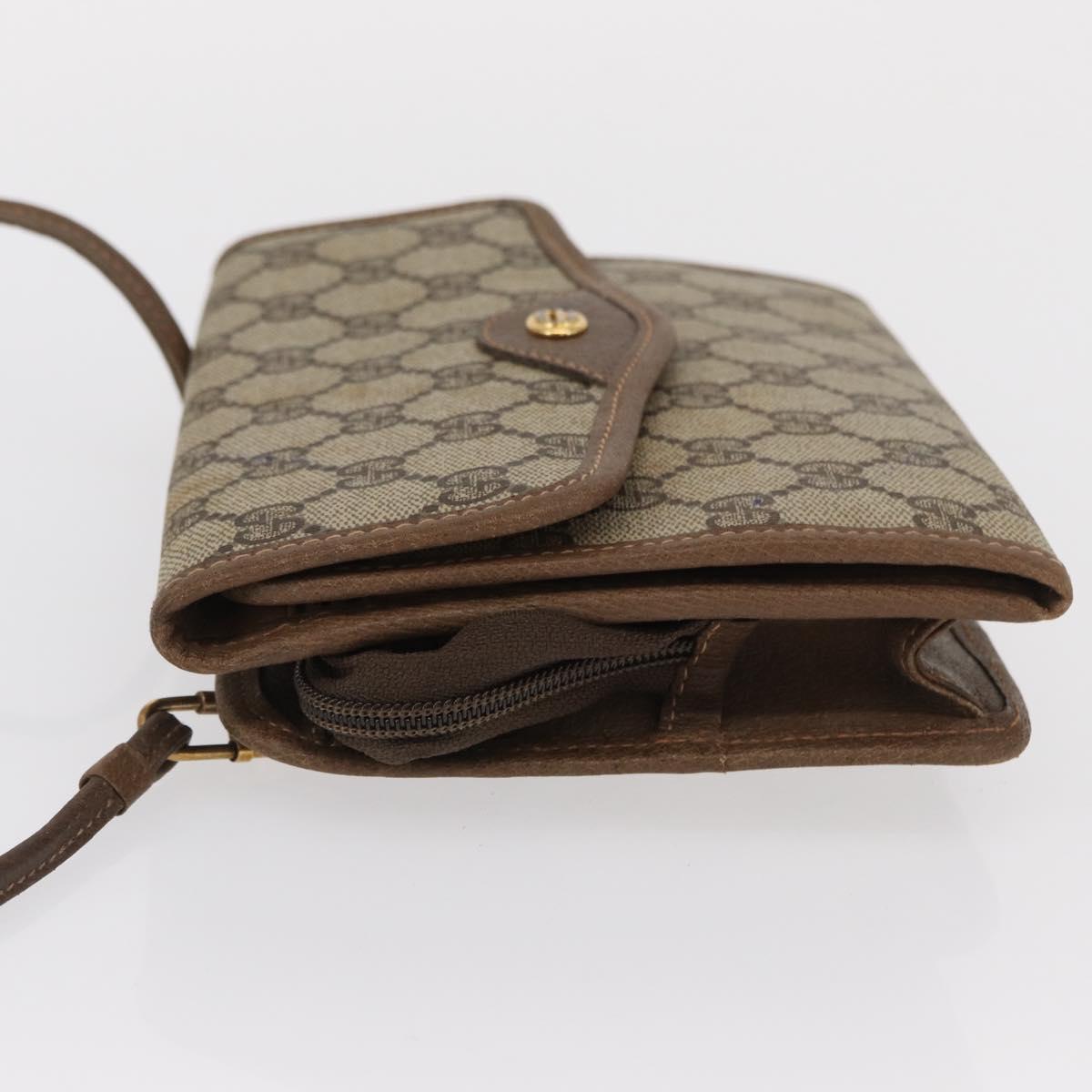 GUCCI GG Supreme Shoulder Bag PVC Beige Gold Auth SW1919