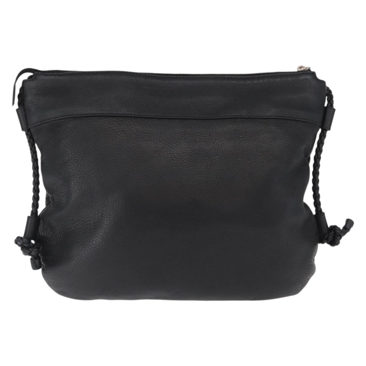 GUCCI Shoulder Bag Leather Black Silver 268244 Auth SW1920