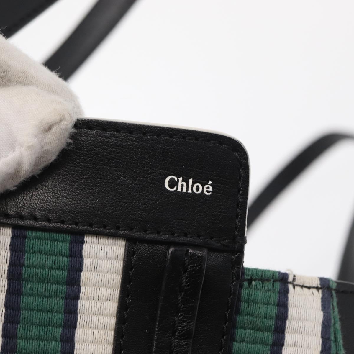 Chloe Tote Bag Canvas Green Gold Auth SW1921