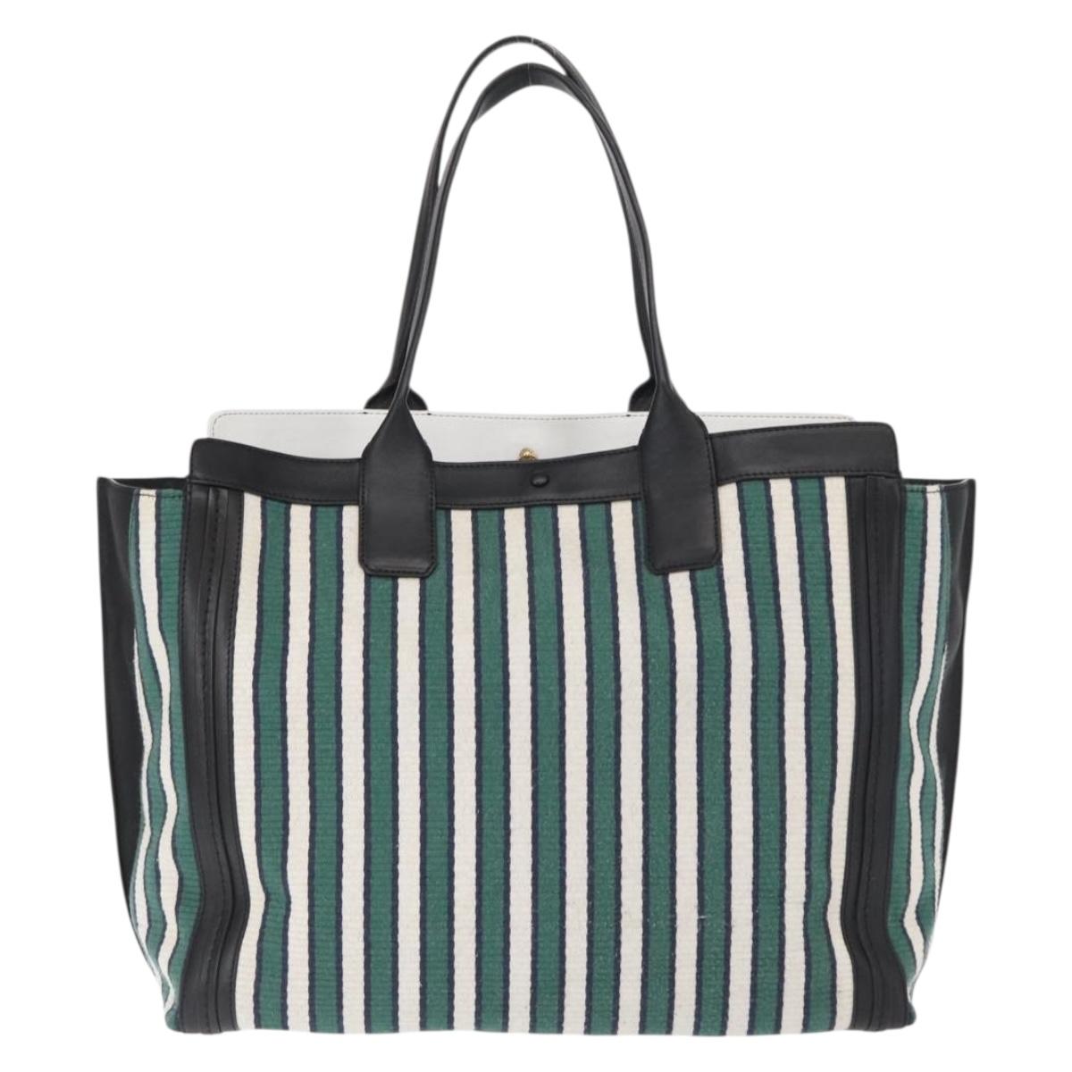 Chloe Tote Bag Canvas Green Gold Auth SW1921