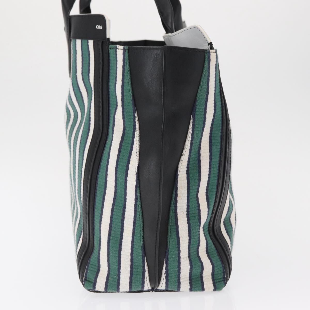 Chloe Tote Bag Canvas Green Gold Auth SW1921