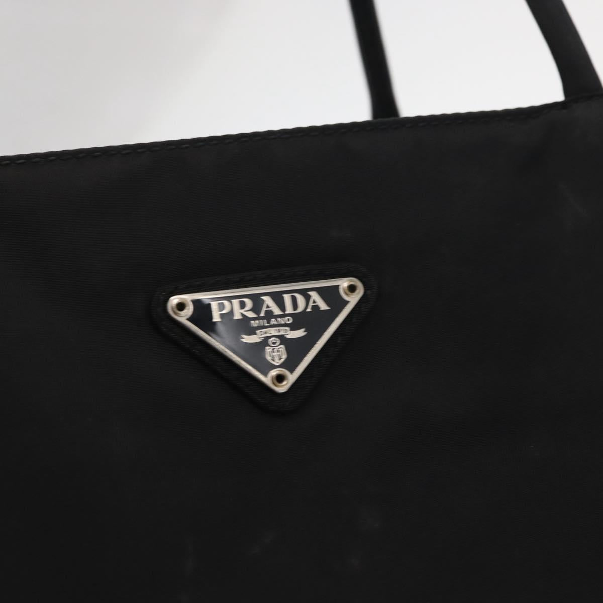 PRADA Hand Bag Nylon Black Silver Auth SW1923
