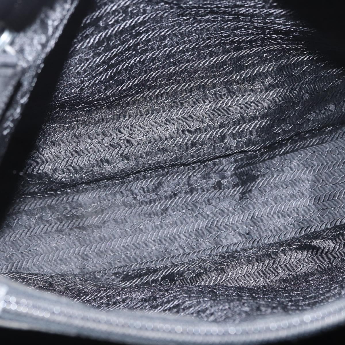 PRADA Hand Bag Nylon Black Silver Auth SW1923